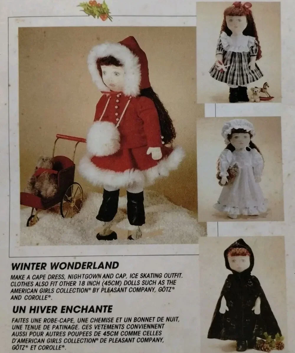 Vintage McCalls Crafts Sewing Pattern 7436 Winter Wonderland Dolls 1990s Uncut